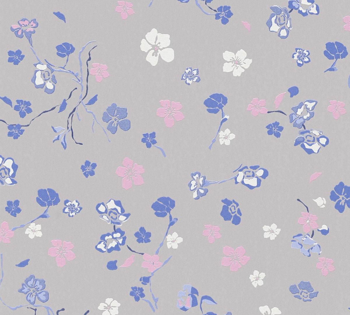Vliestapete House of Turnowsky 389074 - Florale Tapete Muster – Grau, Blau